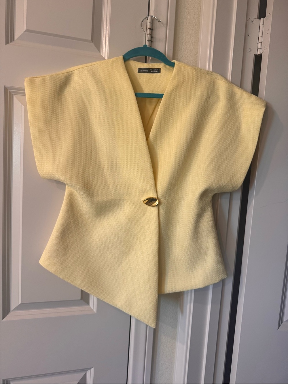 Pale Yellow Asymmetrical Single-Button Jacket